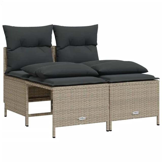 vidaXL 4-Tlg Garten-Sofagarnitur mit Kissen Hellgrau Poly Rattan 368376