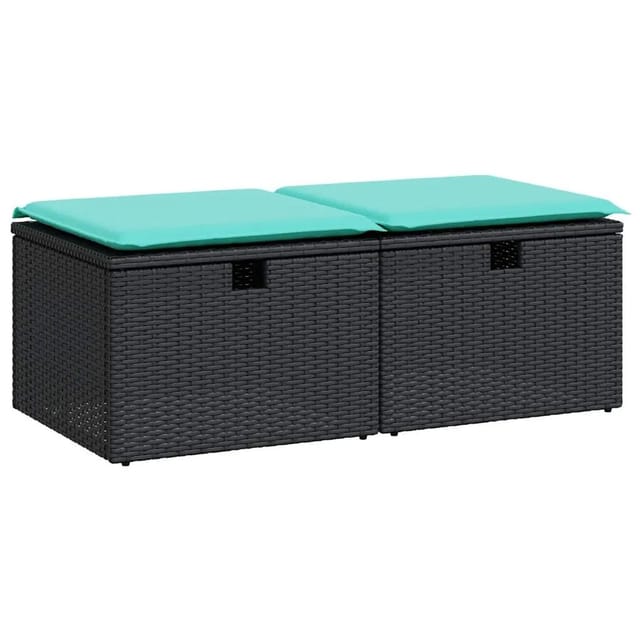 vidaXL 2-Tlg Garten-Sofagarnitur mit Kissen Schwarz Poly Rattan 3328670