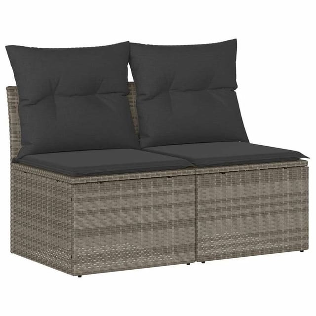 vidaXL 2-Tlg Garten-Sofagarnitur mit Kissen Hellgrau Poly Rattan 3325248