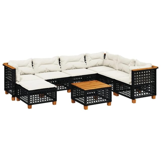vidaXL 8-Tlg Garten-Sofagarnitur mit Kissen Schwarz Poly Rattan 3261944
