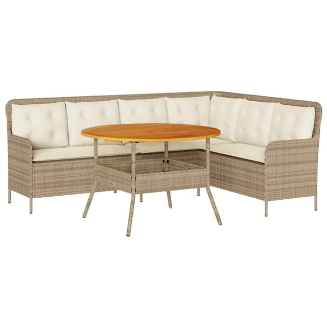 vidaXL 2-Tlg Garten-Sofagarnitur mit Kissen Beige Poly Rattan 3262094