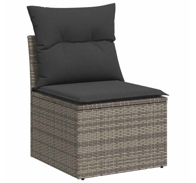 vidaXL 2-Tlg Garten-Sofagarnitur mit Kissen Grau Poly Rattan Akazie 3325236