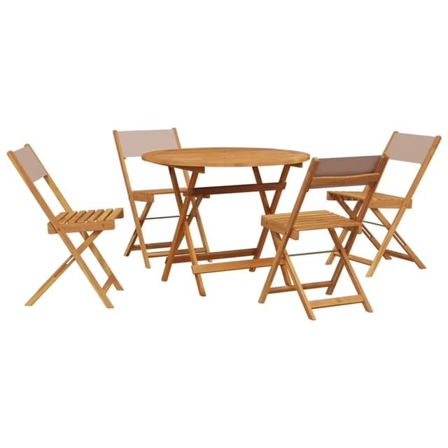 vidaXL 5-Tlg Garten-Essgruppe Stoff und Massivholz Taupe 3281774