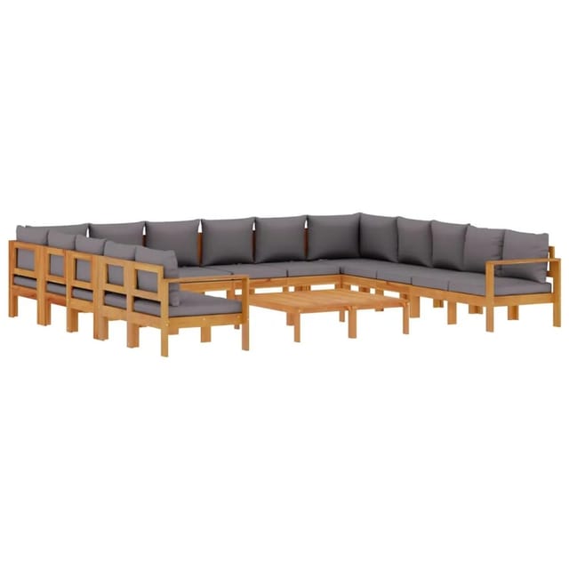 vidaXL 10-Tlg Garten-Sofagarnitur mit Kissen Massivholz Akazie 3214868