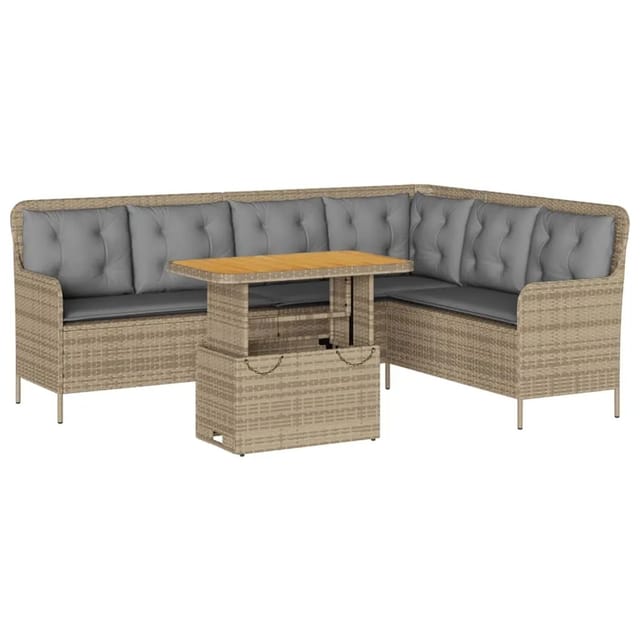 vidaXL 2-Tlg Garten-Sofagarnitur mit Kissen Beige Poly Rattan 3262089