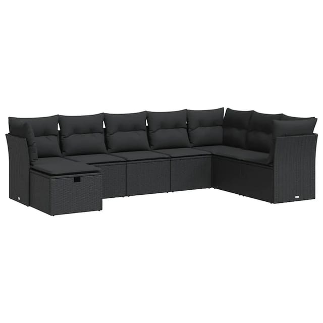 vidaXL 8-Tlg Garten-Sofagarnitur mit Kissen Schwarz Poly Rattan 3325331