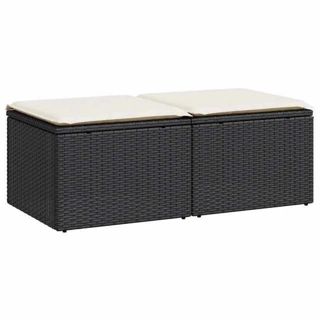 vidaXL 2-Tlg Garten-Sofagarnitur mit Kissen Schwarz Poly Rattan 3328679