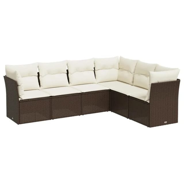 vidaXL 6-Tlg Garten-Sofagarnitur mit Kissen Braun Poly Rattan 3249522