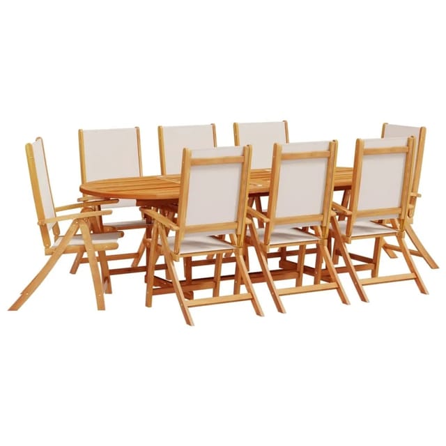 vidaXL 9-Tlg Garten-Essgruppe Massivholz Akazie und Textilene 3279291