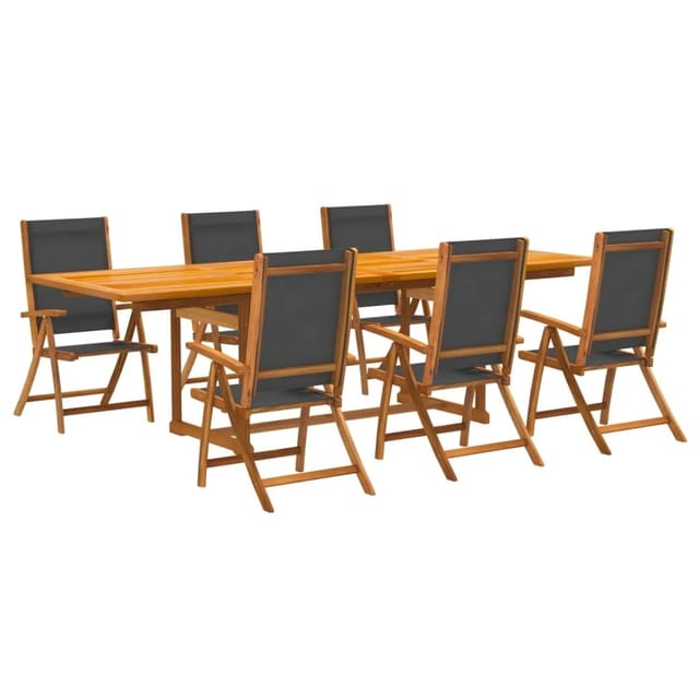 vidaXL 7-Tlg Garten-Essgruppe Massivholz Akazie und Textilene 3279264