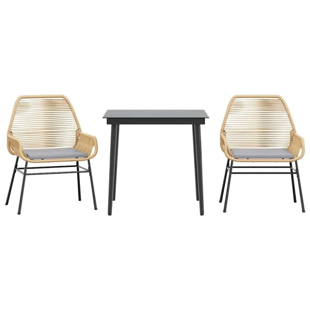 vidaXL 3-Tlg Garten-Essgruppe mit Kissen Braun Poly Rattan Glas 3334471