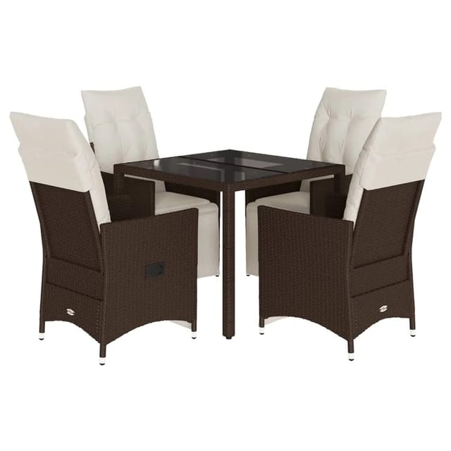 vidaXL 5-Tlg Garten-Bistro-Set mit Kissen Braun Poly Rattan 3276916