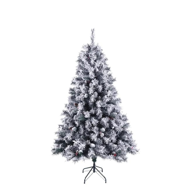 Svita Weihnachtsbaum Künstlich Schnee Mit Tannenzapfen Und Beeren 661 Zweig-Spitzen Inkl. Ständer Luvi-Nadeln 180cm
