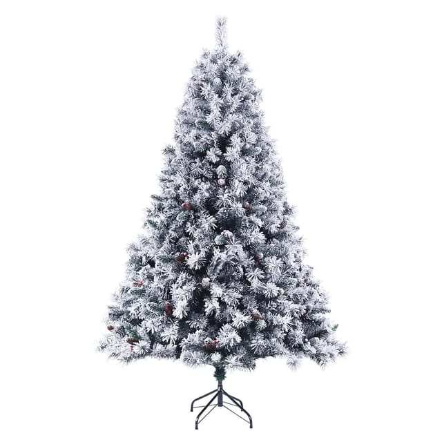 Svita Weihnachtsbaum Künstlich Schnee Mit Tannenzapfen Und Beeren 1017 Zweig-Spitzen Inkl. Ständer Luvi-Nadeln 210cm