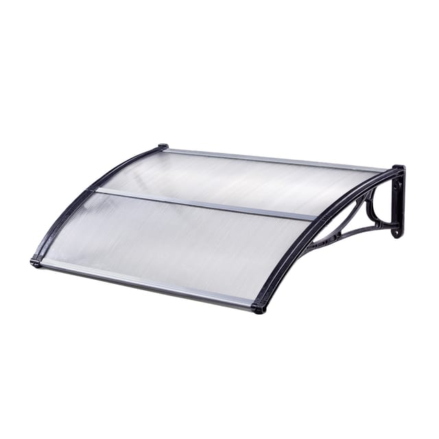TRUTZHOLM Haustürvordach 75 x 120 cm Hohlkammerplatte Aluabschlussleiste Schwarz