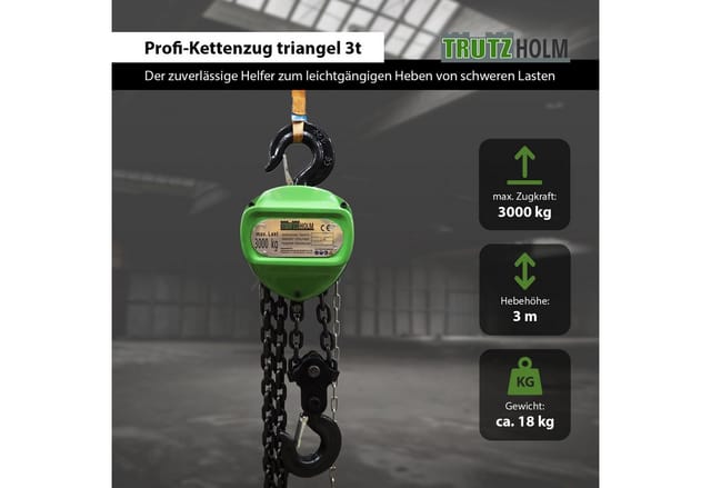 TRUTZHOLM Kettenzug mit Doppelbremse HSC 3000kg Tragkraft 3m Hubhöhe