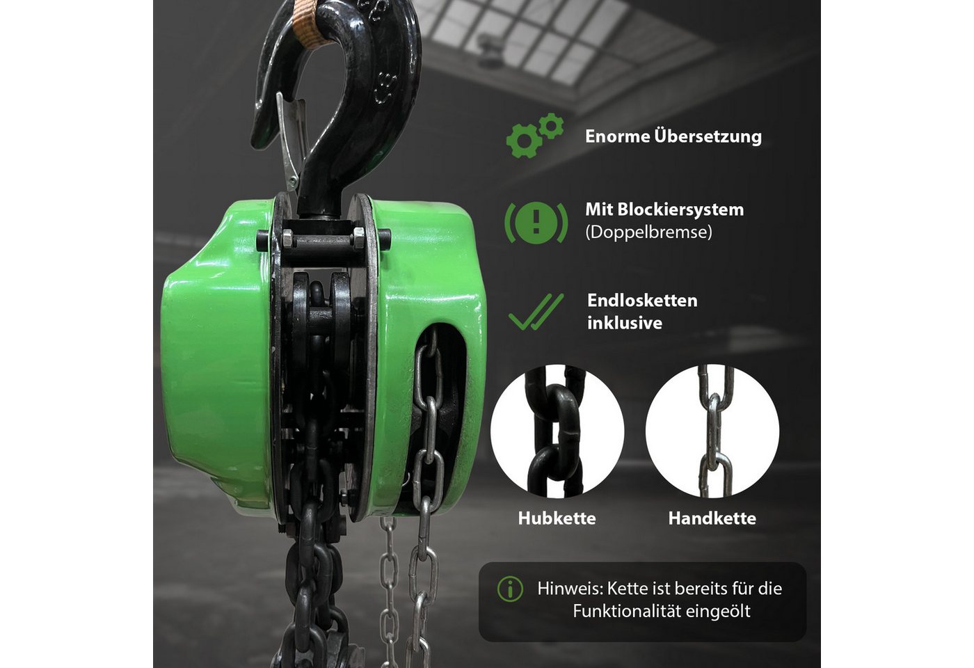 TRUTZHOLM Kettenzug mit Doppelbremse HSC 3000kg Tragkraft 3m Hubhöhe Bild 3