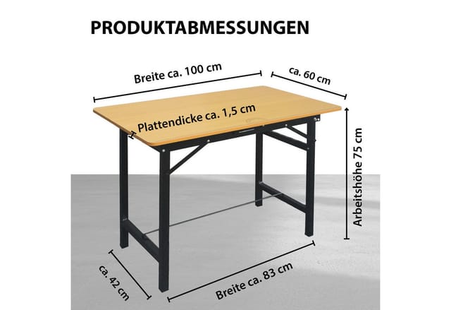 TRUTZHOLM Werktisch 100x60x74,5cm Tragkraft 150 kg Klappbar