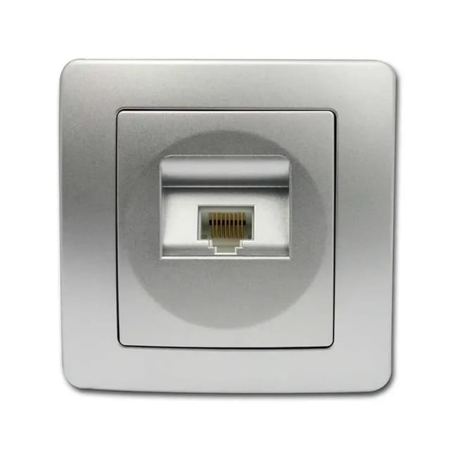 TEM EKONOMIK 1-Fach RJ45 Netzwerkdose Cat5e Silber