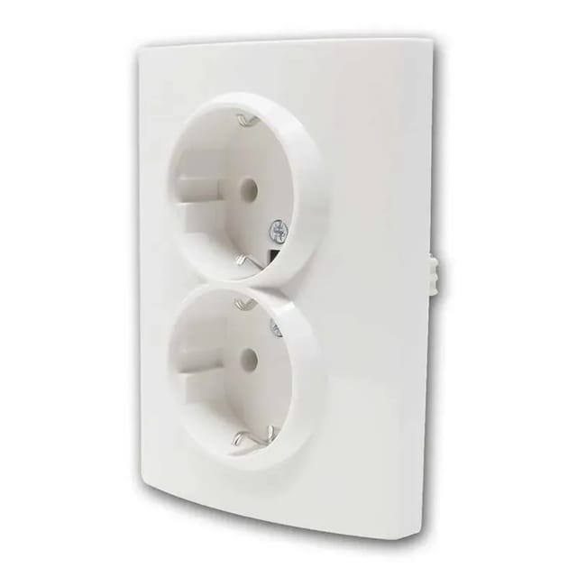 Kanlux LOGI 2-Fach Steckdose Weiß 250V16A mit Rahmen
