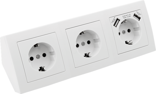 McPower Steckdosenblock Flair 3-Fach Weiß mit 2x USB A
