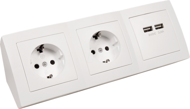 McPower Steckdosenblock Flair 2-Fach 230V 2xUSB Weiß
