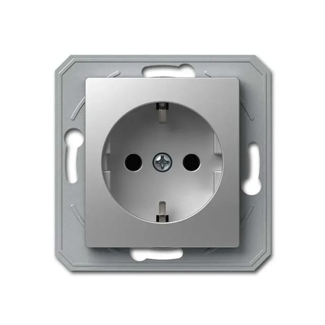 TEM EKONOMIK Schuko Steckdose Silber OHNE Rahmen
