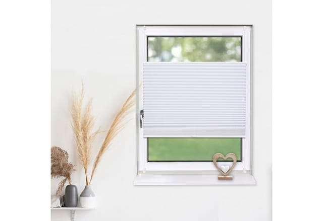 Deco-Raum Plissee Basic ohne Bohren 40x150cm Weiß Blickdicht Klemmfix