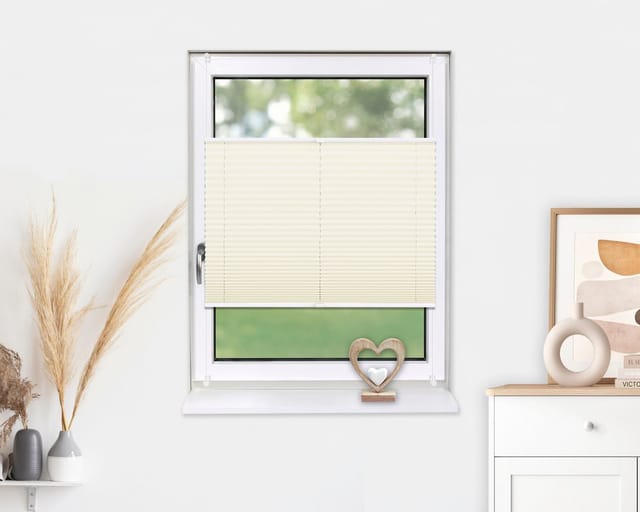 Deco-Raum Plissee Basic ohne Bohren 40x150cm Vanille Blickdicht Klemmfix