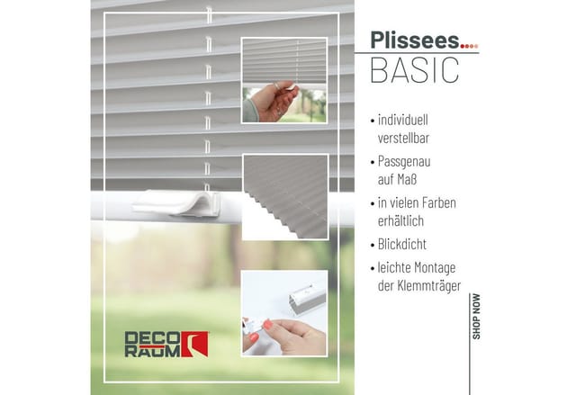 Deco-Raum Plissee Basic ohne Bohren 40x150cm Silber Blickdicht Klemmfix