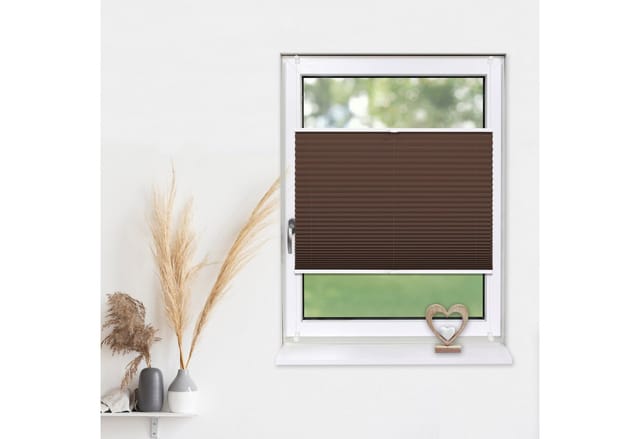 Deco-Raum Plissee Basic ohne Bohren 40x150cm Braun Blickdicht Klemmfix