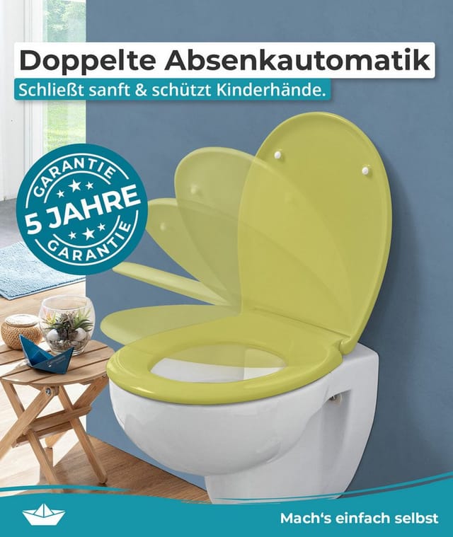 Calmwaters WC Sitz Premium Oliv-Moosgrün Absenkautomatik Made In EU 250 kg Antibakteriell Abnehmbar Duroplast 26LP6228