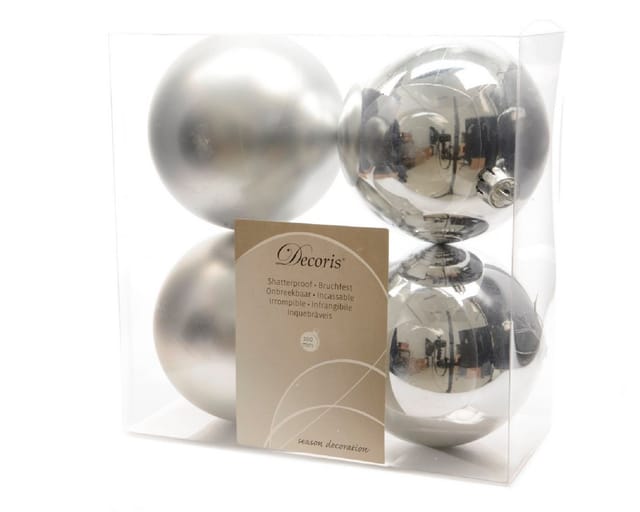 Marelida Christbaumkugeln Weihnachtskugeln Christbaumschmuck Kunststoff Silber 10cm 4St.
