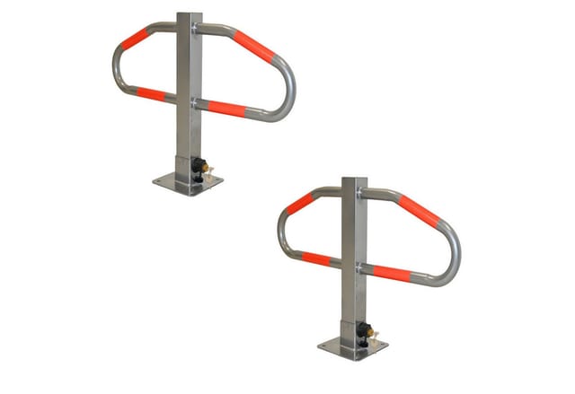 TRUTZHOLM 2x Parkplatzsperre 47x73 cm Metall Abschließbar Und Klappbar Grau