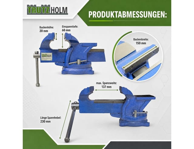 TRUTZHOLM Schraubstock Parallel 360° Drehbar mit Amboss für Werkbank 150 mm (6 Zoll)