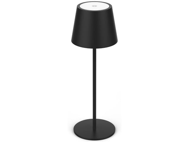 LUXULA Akku Tischlampe Kabellose Tischleuchte Dimmbar CCT Kaltweiß bis Warmweiß IP44 Schreibtischlampe USB Schwarz