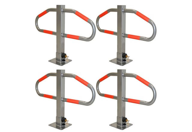 TRUTZHOLM 4x Parkplatzsperre 47x73 cm Metall Abschließbar Und Klappbar Grau
