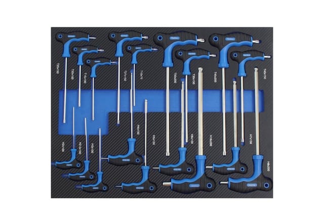 TRUTZHOLM Profi Werkstattwagen Einlage Torx T Griff 18 Teile Schaum 520x400mm Blau