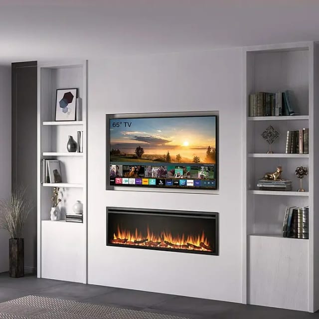 BALDERIA AT-60 Elektrokamin Einbaukamin Heizung 3D-Flammeneffekt Wifi App Schwarz