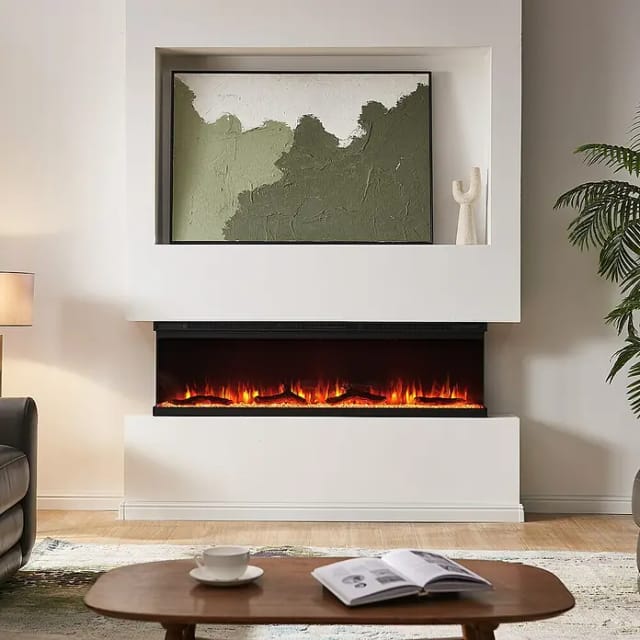 BALDERIA OR-60 Elektrokamin Wandkamin oder Einbaukamin Heizung 3D-Flammeneffekt Schwarz