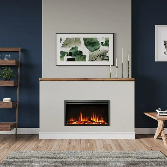 BALDERIA AT-33 Elektrokamin Einbaukamin Heizung 3D-Flammeneffekt Wifi App Schwarz