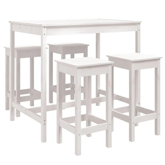 vidaXL 5-Tlg Gartenbar-Set Weiß Massivholz Kiefer 3154746