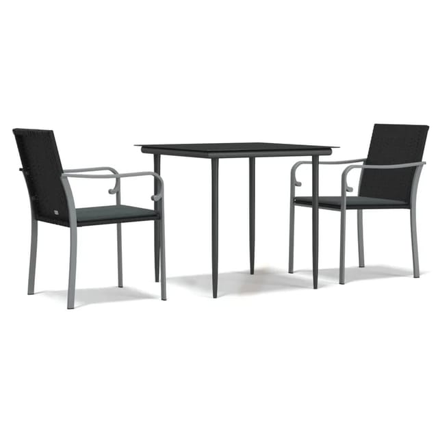 vidaXL 3-Tlg Garten-Essgruppe mit Kissen Poly Rattan und Stahl 3186939