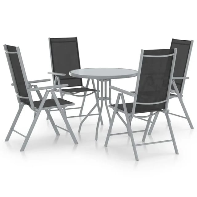 vidaXL 5-Tlg Garten-Essgruppe Aluminium und Textilene Silbern 3070657