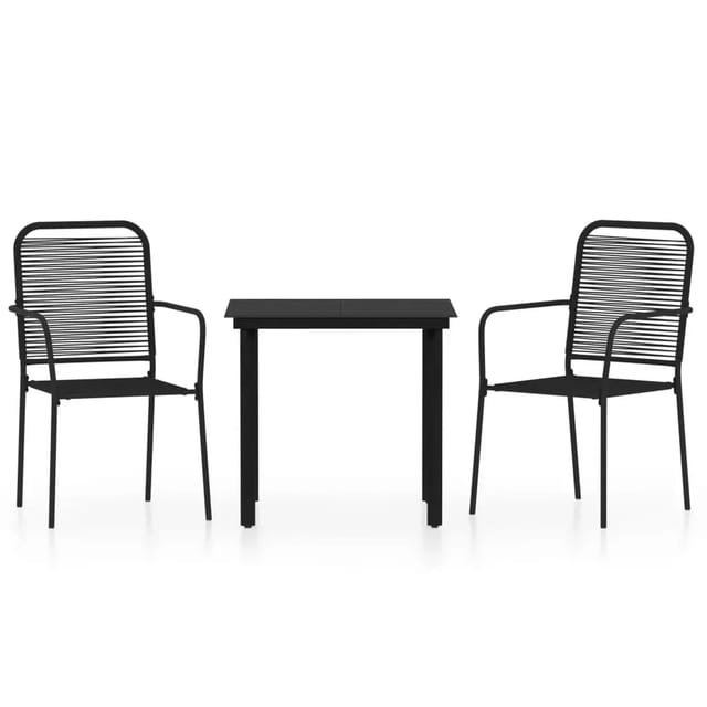 vidaXL 3-Tlg Garten-Essgruppe Schwarz 3099137
