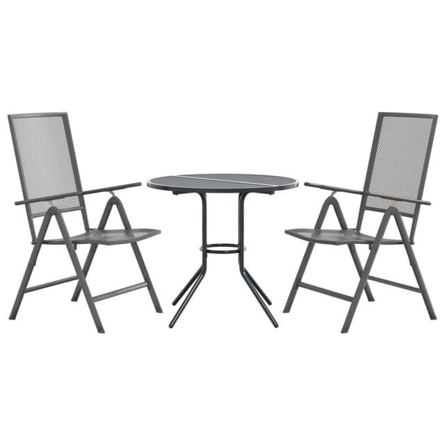 vidaXL Gartenstuhl-Set 3-Tlg Verstellbar Pulverbeschichteter Stahl 3283760