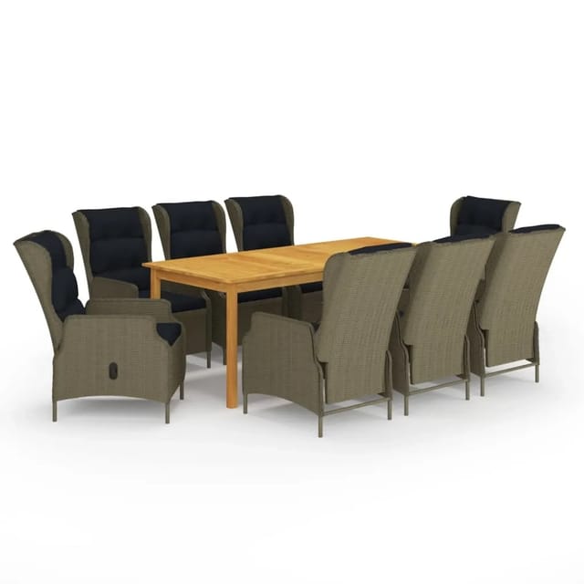 vidaXL 9-Tlg Garten-Essgruppe Braun 3067937
