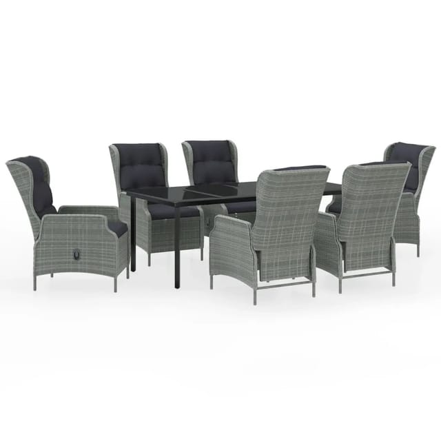 vidaXL 7-Tlg Garten-Essgruppe Hellgrau 3099647