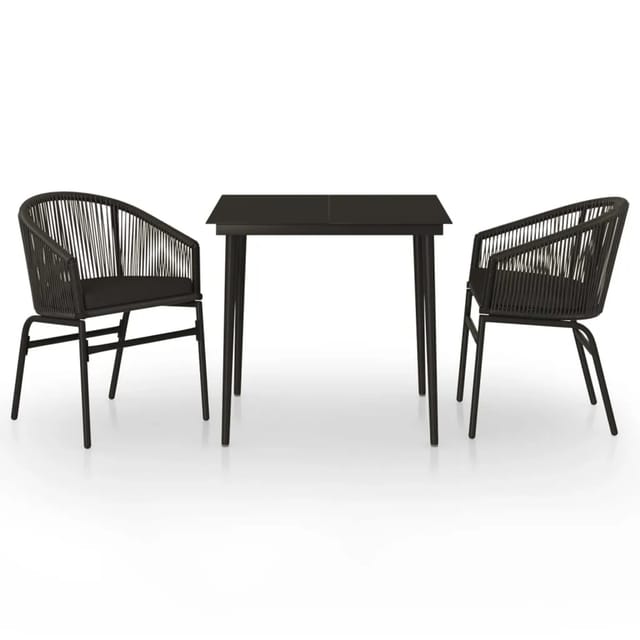 vidaXL 3-Tlg Garten-Essgruppe Schwarz 3099239