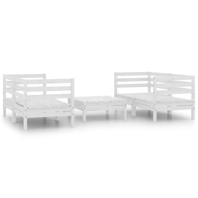 vidaXL 5-Tlg Garten-Lounge-Set Weiß Kiefer Massivholz 3082398